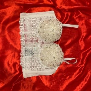 Crop bustier top embellished with stones